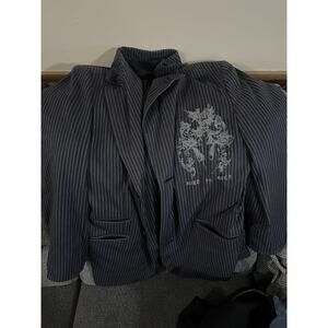 PX Clothing Men's Firebird Graphic Pinstripe Jacket Blazer Sport Coat Sz Medium